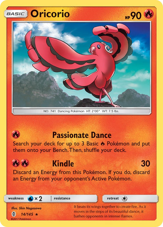 (014/145) Pokemon TCG Guardians Rising Single: Oricorio  Reverse Holo Rare