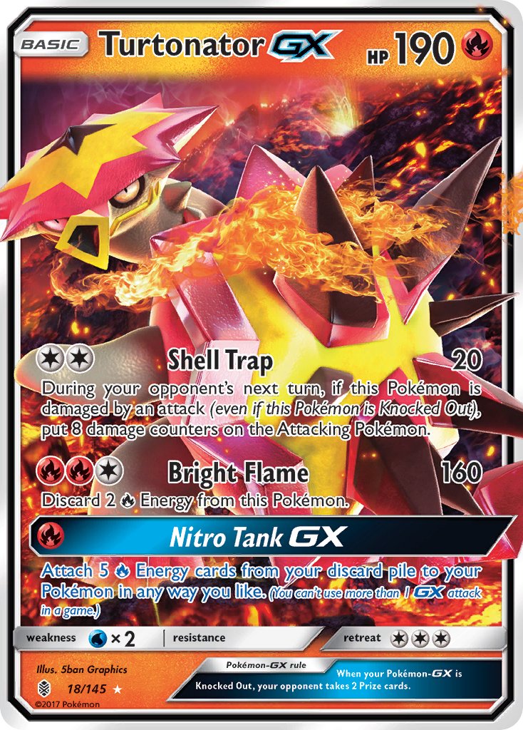(018/145) Pokemon TCG Guardians Rising Single: Turtonator GX   Ultra Rare