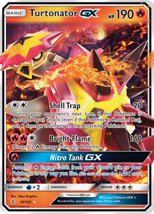 (018/145) Pokemon TCG Guardians Rising Single: Turtonator GX   Ultra Rare