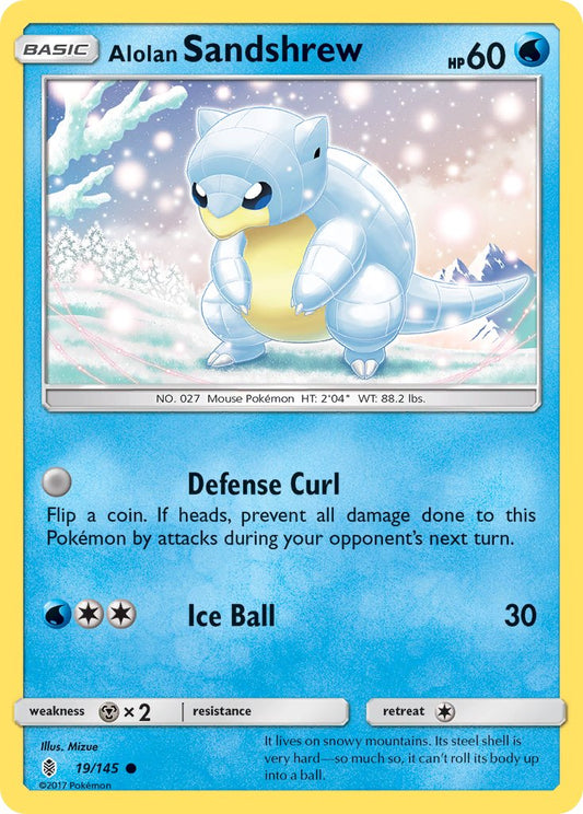 (019/145) Pokemon TCG Guardians Rising Single: Alolan Sandshrew   Common
