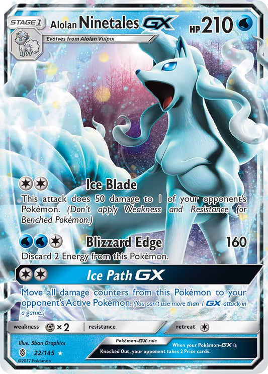 (022/145) Pokemon TCG Guardians Rising Single: Alolan Ninetales GX   Ultra Rare