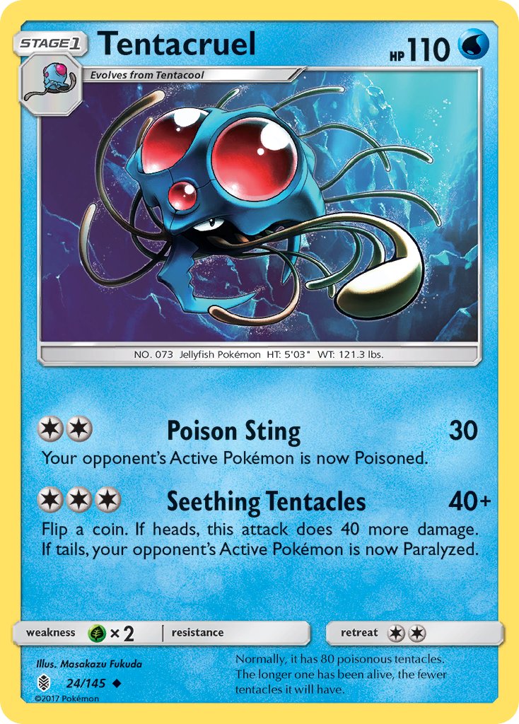 (024/145) Pokemon TCG Guardians Rising Single: Tentacruel  Reverse Holo Uncommon