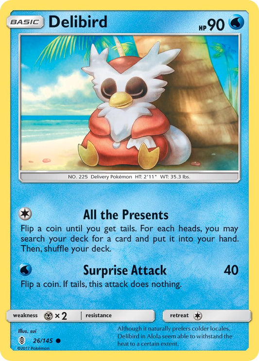 (026/145) Pokemon TCG Guardians Rising Single: Delibird   Common