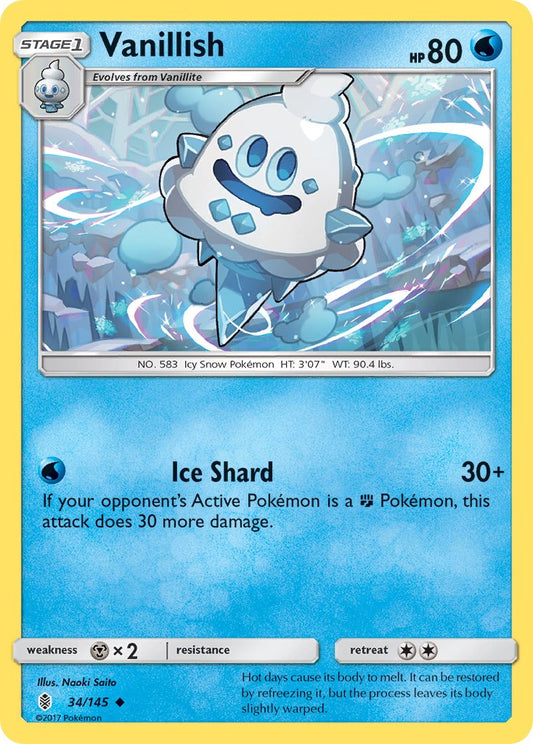 (034/145) Pokemon TCG Guardians Rising Single: Vanillish  Reverse Holo Uncommon