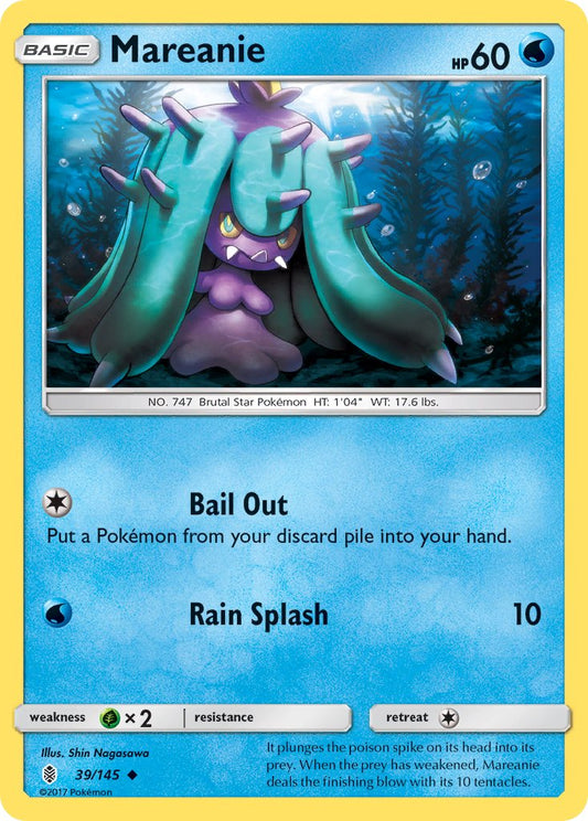 (039/145) Pokemon TCG Guardians Rising Single: Mareanie  Reverse Holo Uncommon