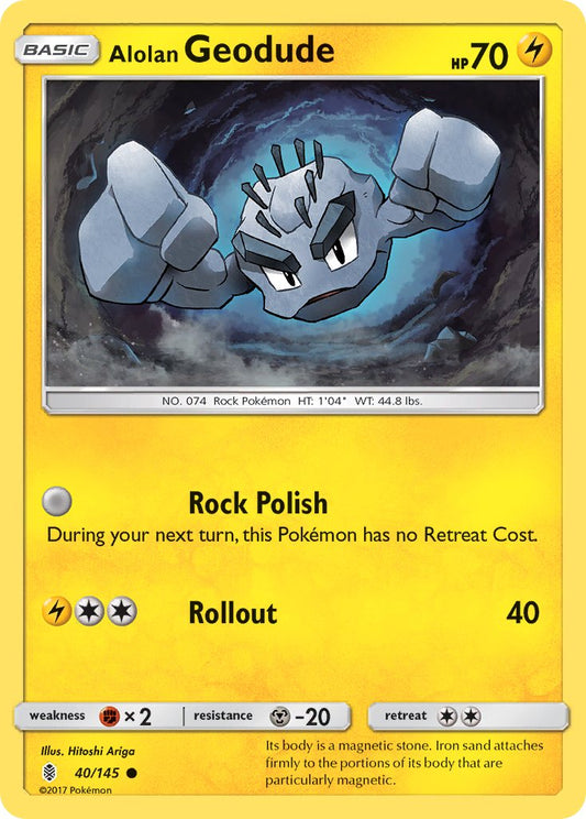 (040/145) Pokemon TCG Guardians Rising Single: Alolan Geodude  Reverse Holo Common