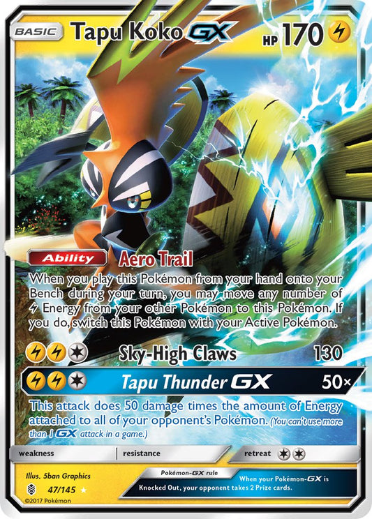 (047/145) Pokemon TCG Guardians Rising Single: Tapu Koko GX   Ultra Rare