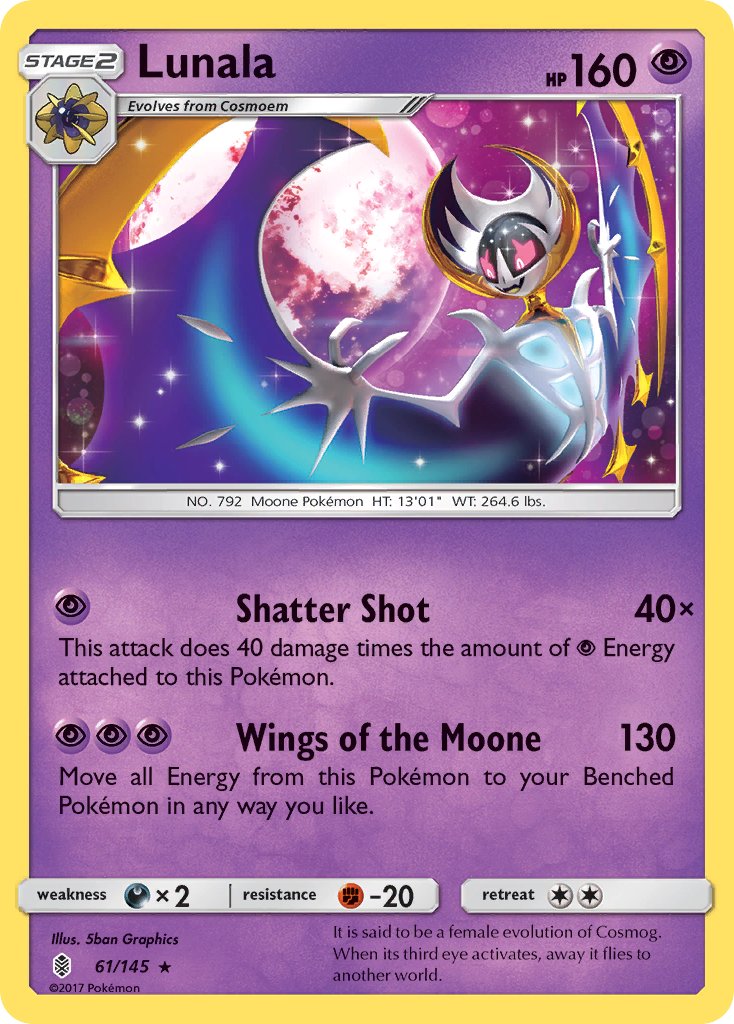 (061/145) Pokemon TCG Guardians Rising Single: Lunala  Reverse Holo Rare