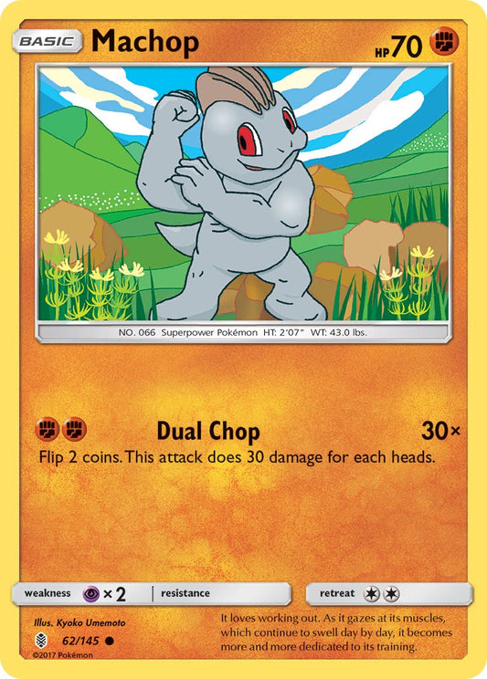 (062/145) Pokemon TCG Guardians Rising Single: Machop  Reverse Holo Common