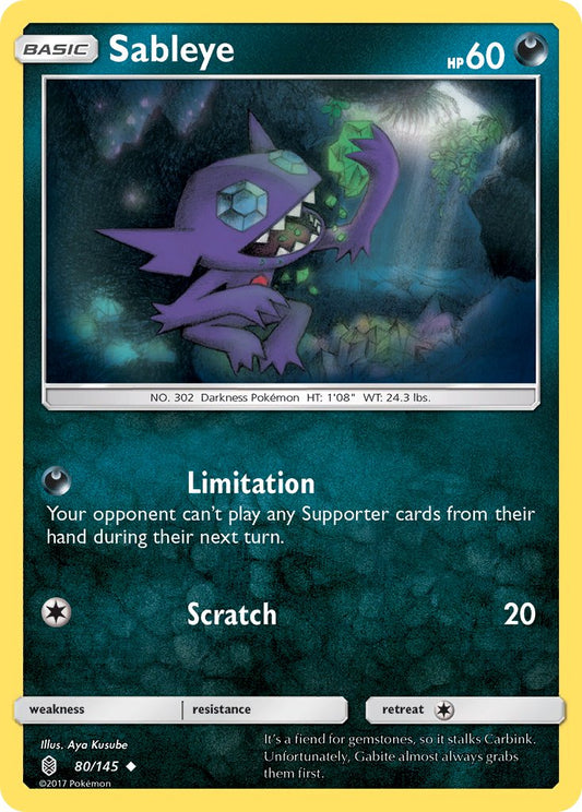 (080/145) Pokemon TCG Guardians Rising Single: Sableye  Reverse Holo Uncommon