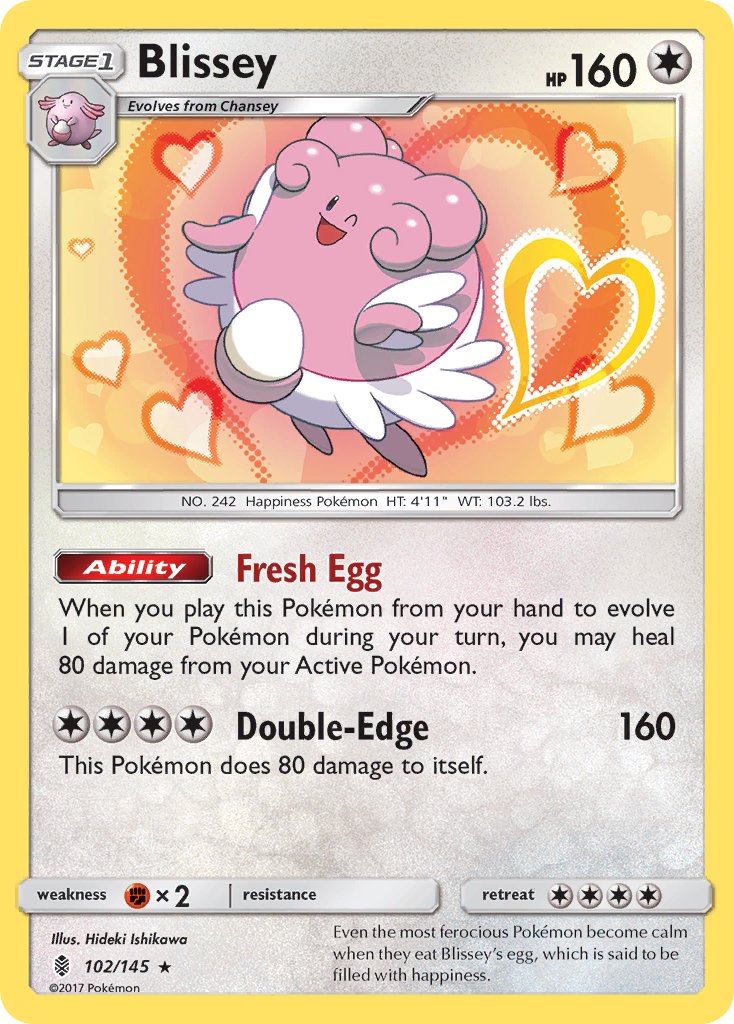 (102/145) Pokemon TCG Guardians Rising Single: Blissey  Reverse Holo Holo Rare