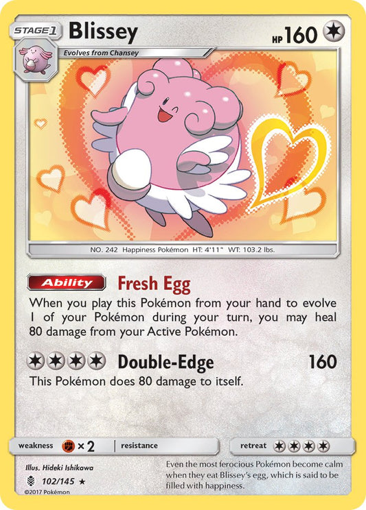 (102/145) Pokemon TCG Guardians Rising Single: Blissey  Reverse Holo Holo Rare