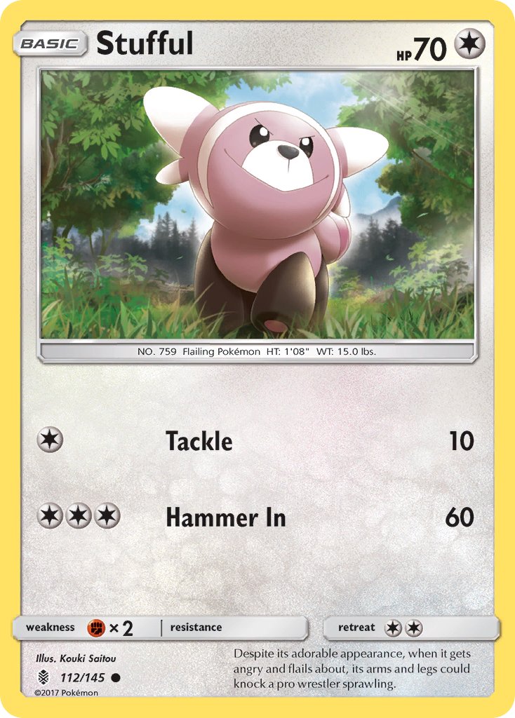 (112/145) Pokemon TCG Guardians Rising Single: Stufful  Reverse Holo Common