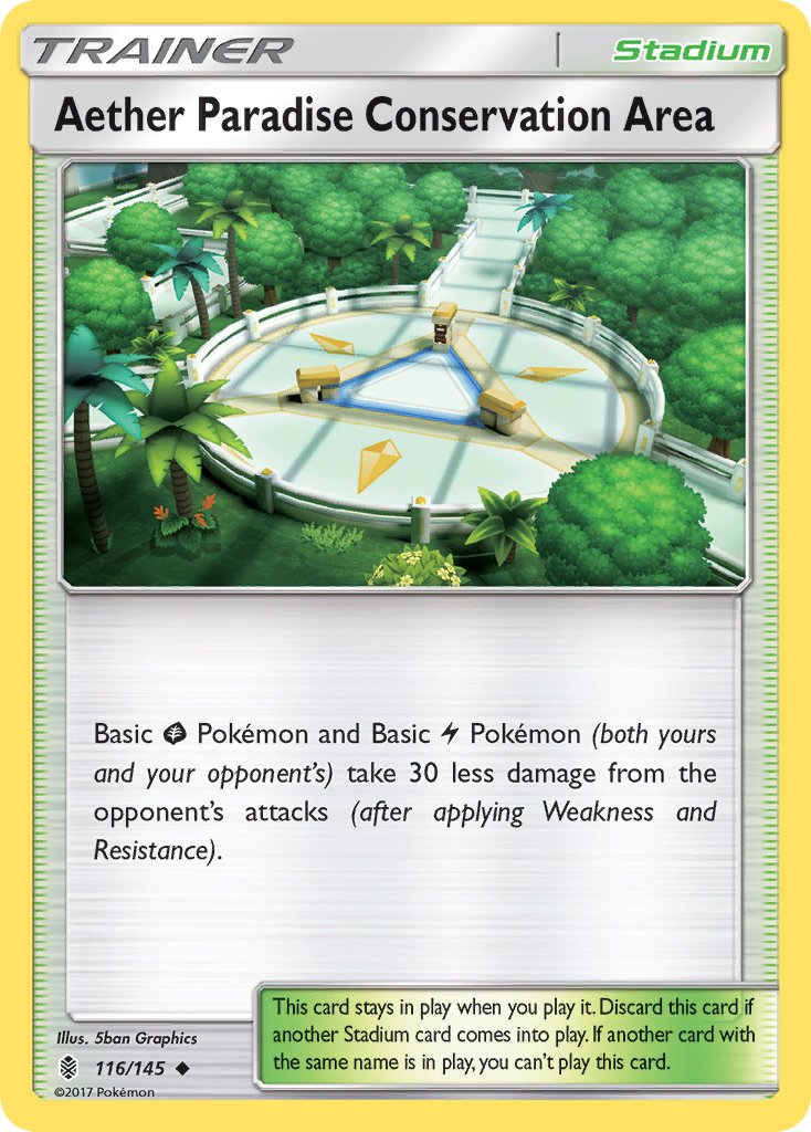 (116/145) Pokemon TCG Guardians Rising Single: Aether Paradise Conservation Area  Uncommon