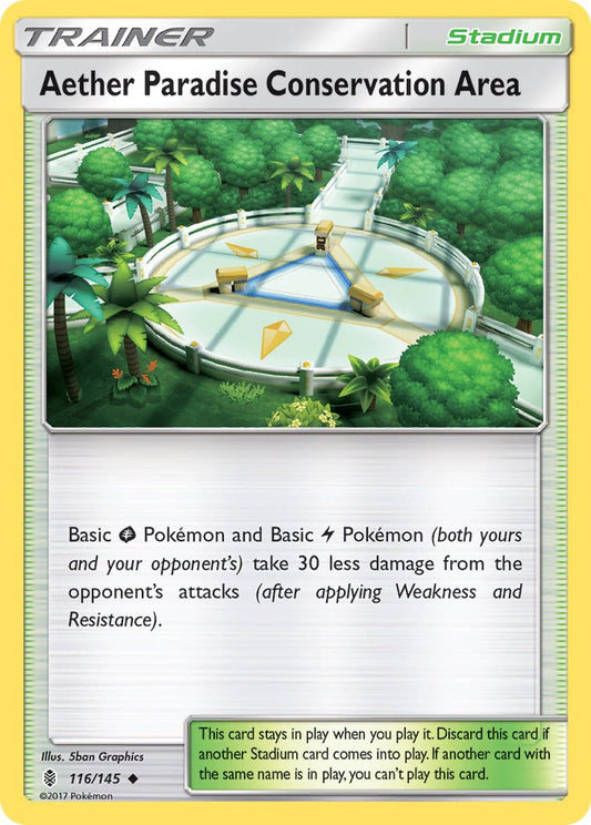 (116/145) Pokemon TCG Guardians Rising Single: Aether Paradise Conservation Area  Uncommon