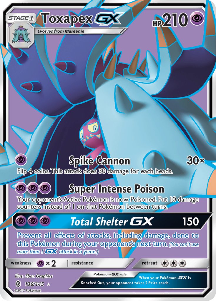 (136/145) Pokemon TCG Guardians Rising Single: Toxapex GX   Ultra Rare