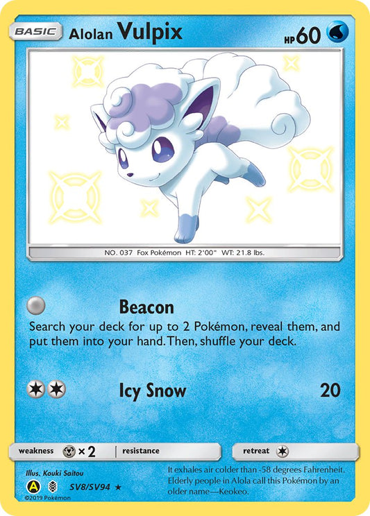 (SV008/SV094) Pokemon TCG Hidden Fates Single: Alolan Vulpix   Shiny Rare