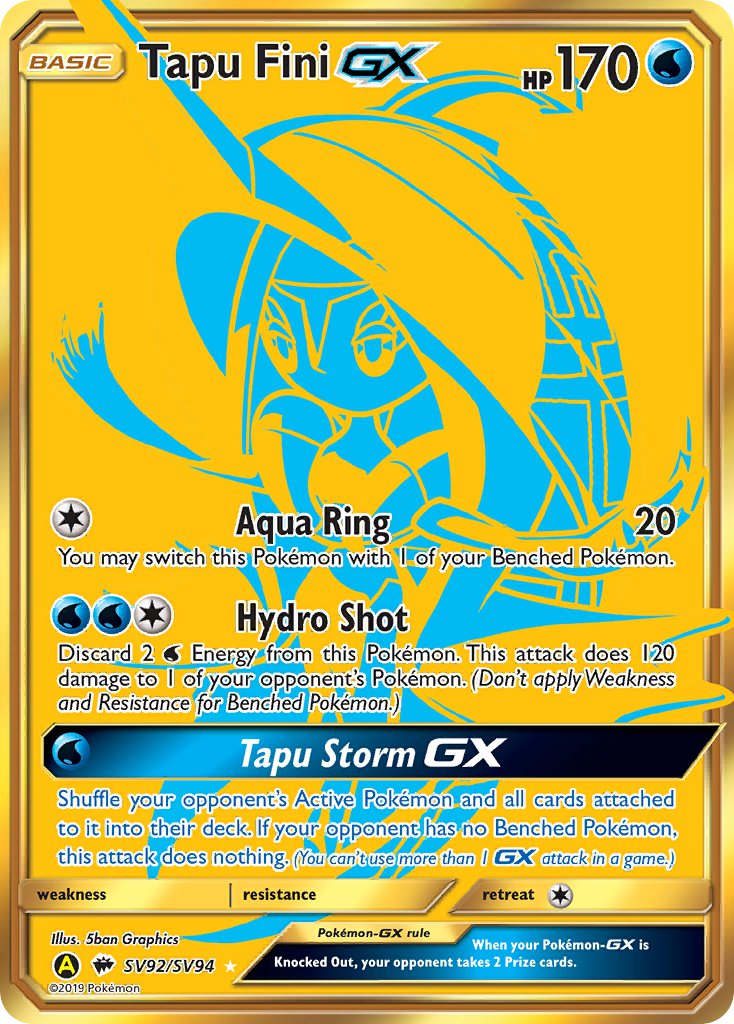 (SV092/SV094) Pokemon TCG Hidden Fates Single: Tapu Fini GX   Secret Rare