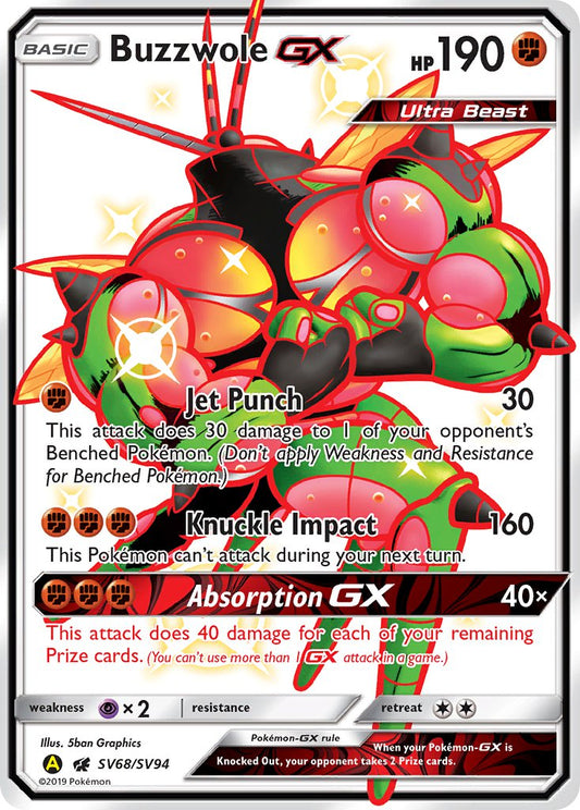 (SV068/SV094) Pokemon TCG Hidden Fates Single: Buzzwole GX   Shiny Ultra Rare