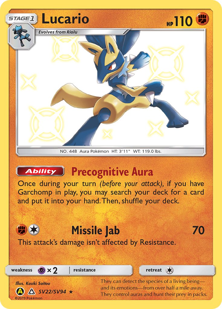 (SV022/SV094) Pokemon TCG Hidden Fates Single: Lucario   Shiny Rare