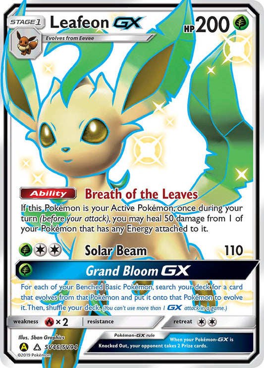 (SV046/SV094) Pokemon TCG Hidden Fates Single: Leafeon GX   Shiny Ultra Rare