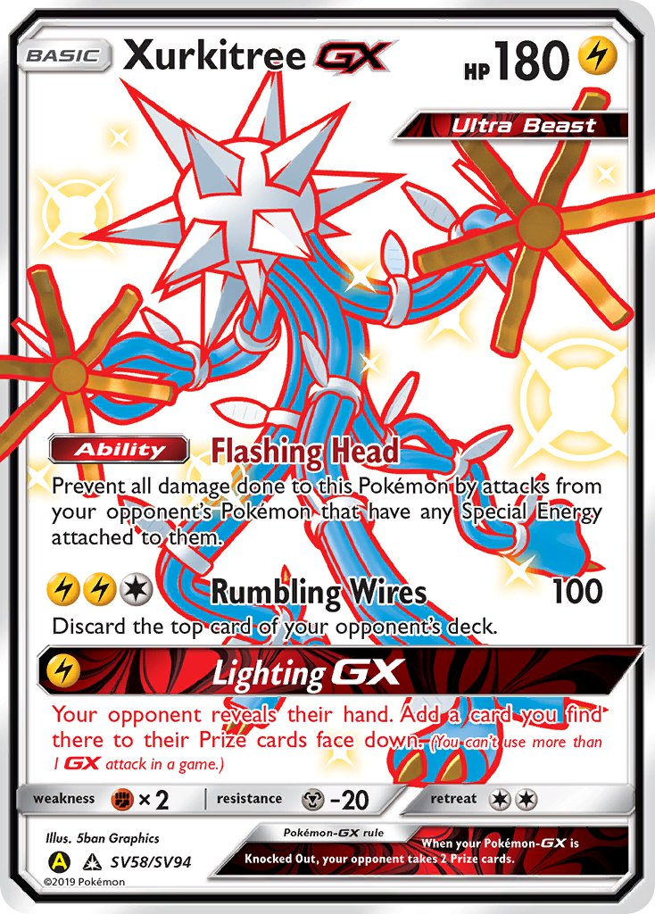 (SV058/SV094) Pokemon TCG Hidden Fates Single: Xurkitree GX   Shiny Ultra Rare