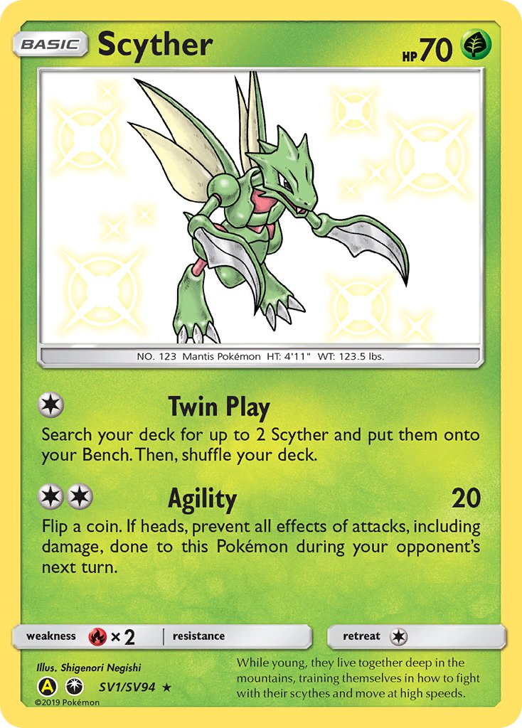 (SV001/SV094) Pokemon TCG Hidden Fates Single: Scyther   Shiny Rare