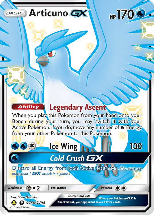 (SV054/SV094) Pokemon TCG Hidden Fates Single: Articuno GX   Shiny Ultra Rare