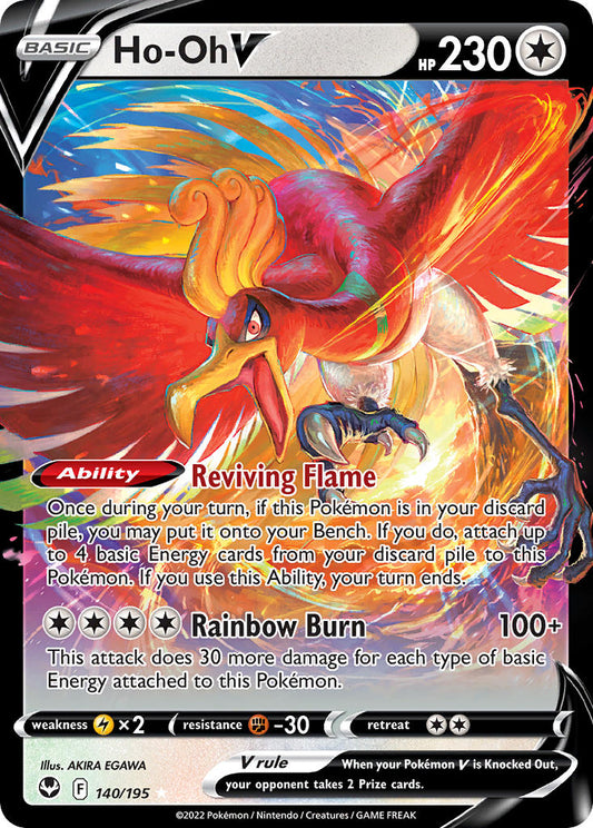 (140/195) Pokemon TCG Silver Tempest Single: Ho-Oh V  Ultra Rare