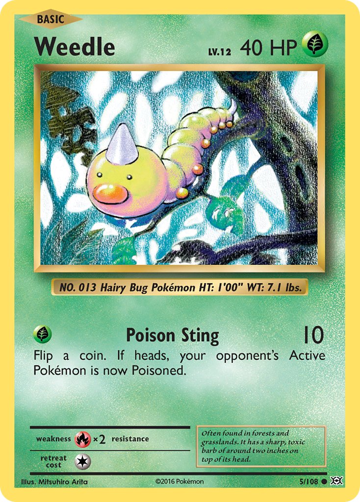 (005/108) Pokemon TCG Evolutions Single: Weedle  Reverse Holo Common