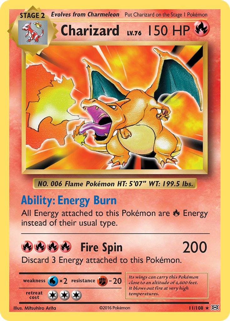 (011/108) Pokemon TCG Evolutions Single: Charizard   Holo Rare