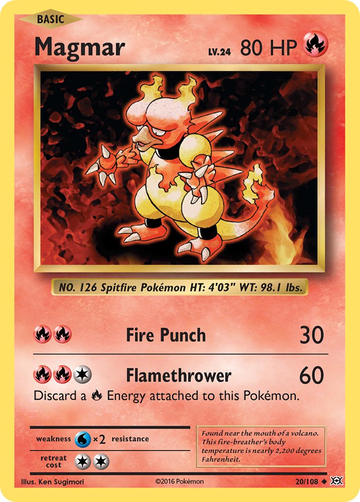 (020/108) Pokemon TCG Evolutions Single: Magmar   Uncommon