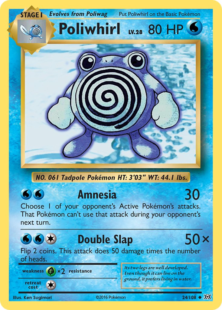 (024/108) Pokemon TCG Evolutions Single: Poliwhirl  Reverse Holo Uncommon