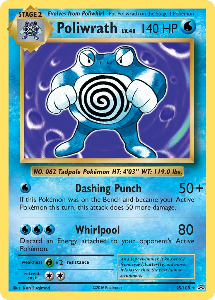 (025/108) Pokemon TCG Evolutions Single: Poliwrath  Reverse Holo Holo Rare