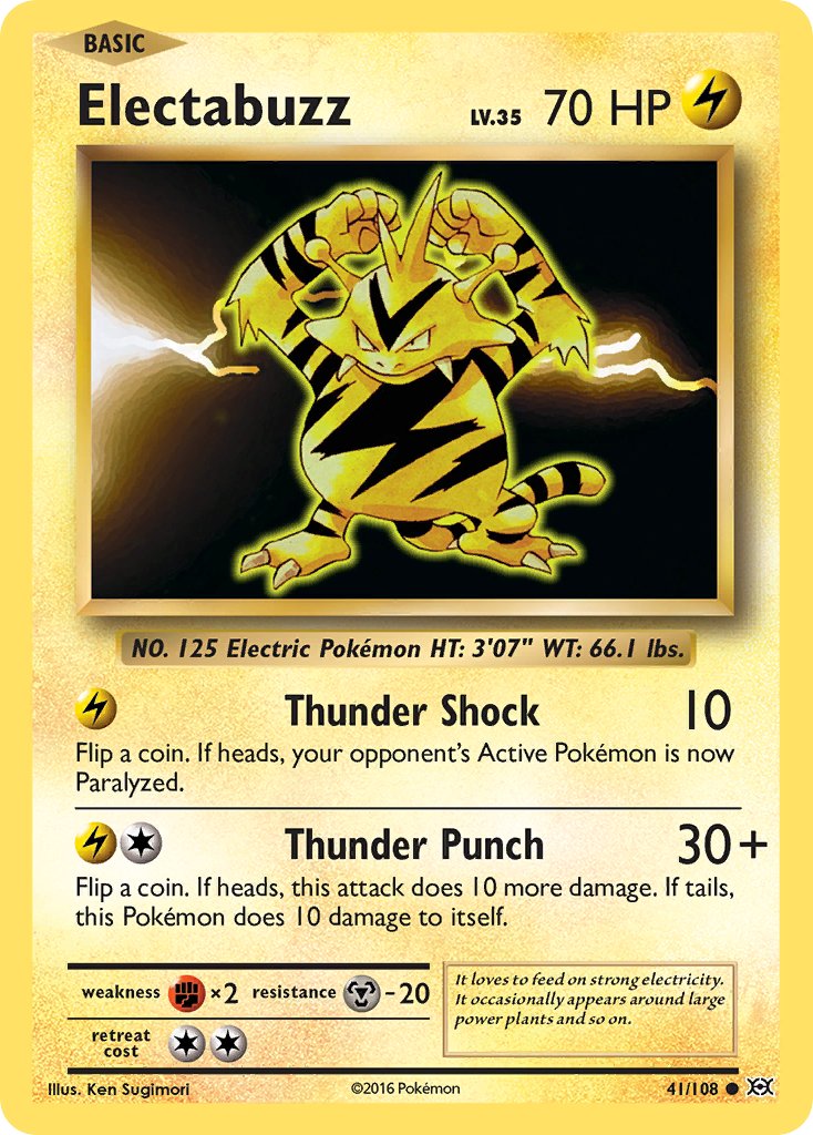 (041/108) Pokemon TCG Evolutions Single: Electabuzz  Reverse Holo Common