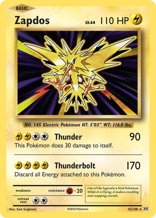 (042/108) Pokemon TCG Evolutions Single: Zapdos   Holo Rare