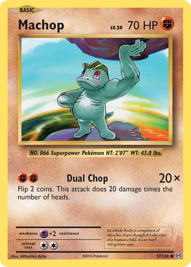 (057/108) Pokemon TCG Evolutions Single: Machop  Reverse Holo Common