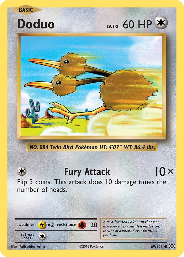 (069/108) Pokemon TCG Evolutions Single: Doduo  Reverse Holo Common