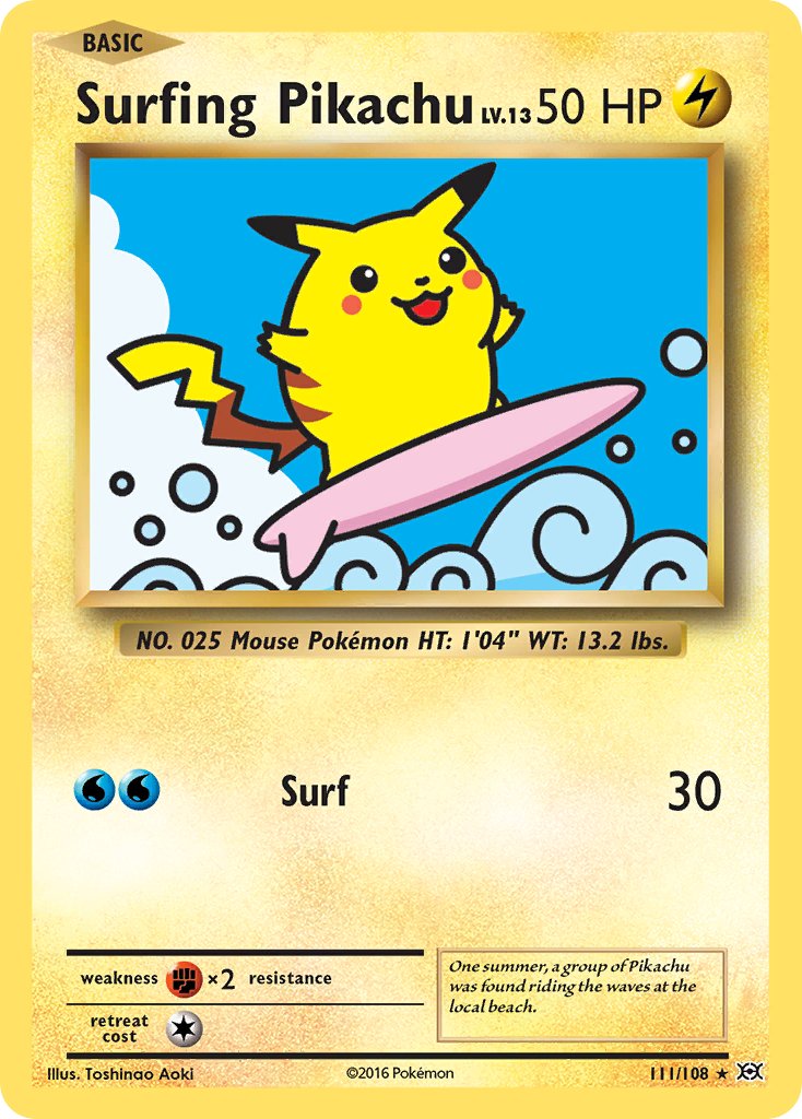 (111/108) Pokemon TCG Evolutions Single: Surfing Pikachu   Secret Rare