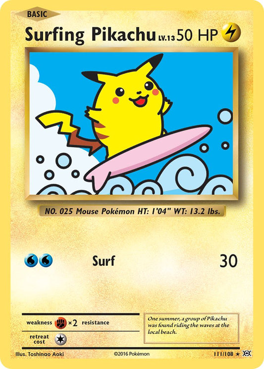 (111/108) Pokemon TCG Evolutions Single: Surfing Pikachu   Secret Rare