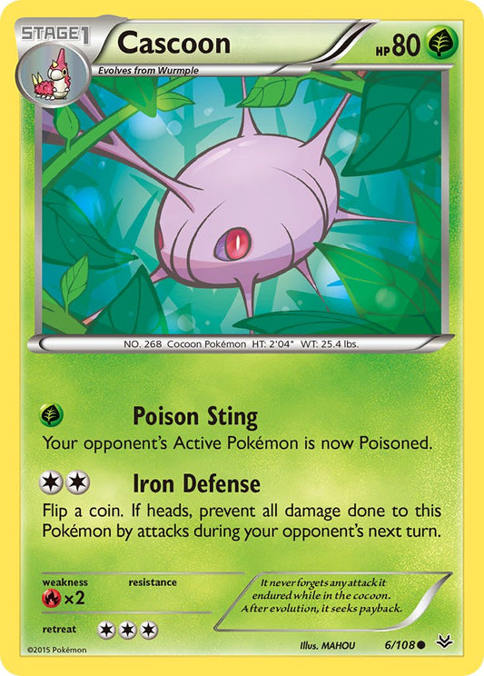 (006/108) Pokemon TCG Roaring Skies Single: Cascoon  Reverse Holo Common