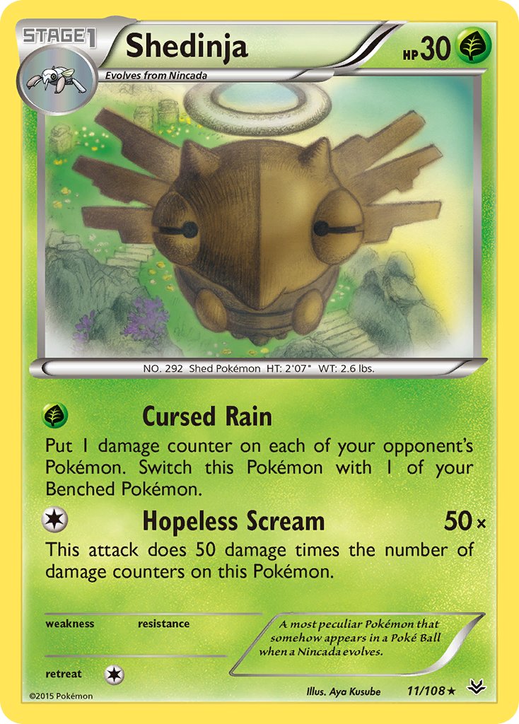 (011/108) Pokemon TCG Roaring Skies Single: Shedinja  Reverse Holo Rare