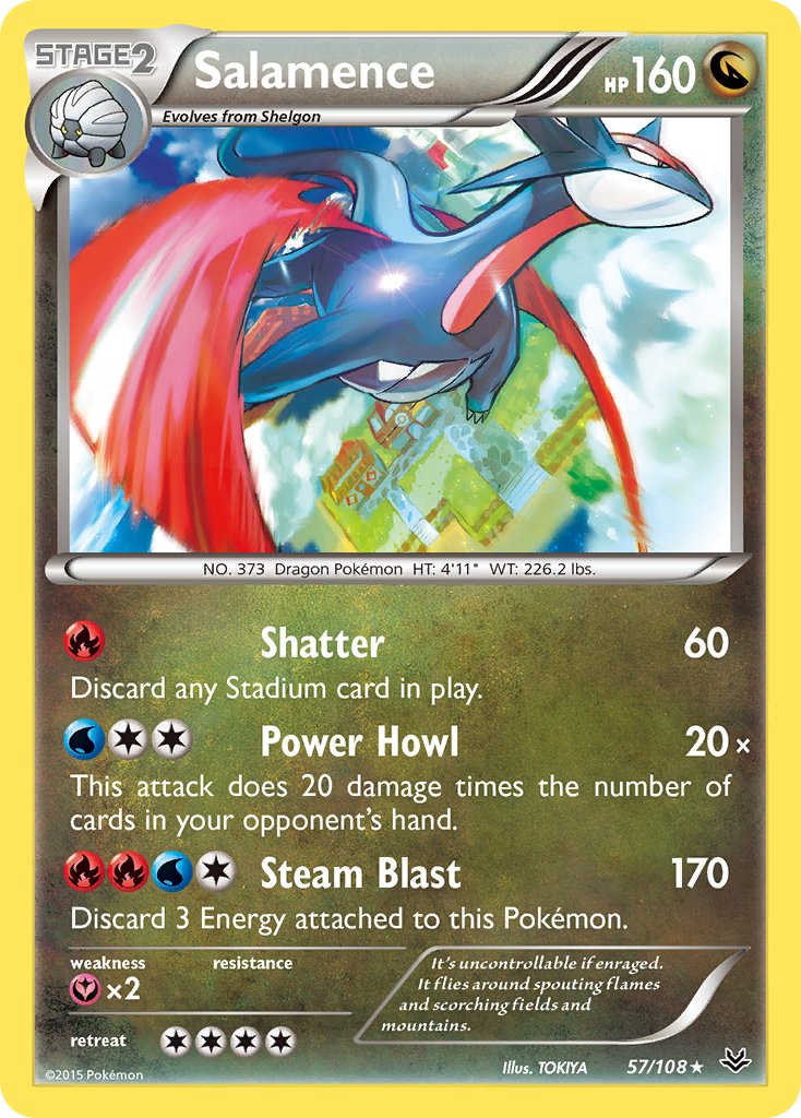 (057/108) Pokemon TCG Roaring Skies Single: Salamence   Holo Rare
