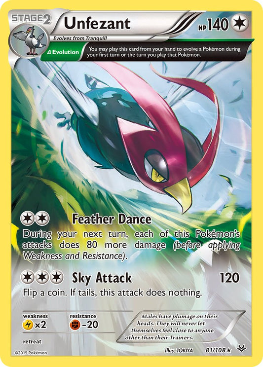 (081/108) Pokemon TCG Roaring Skies Single: Unfezant  Reverse Holo Rare