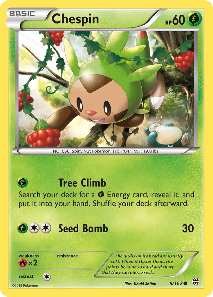 (009/162) Pokemon TCG BREAKthrough Single: Chespin  Reverse Holo Common