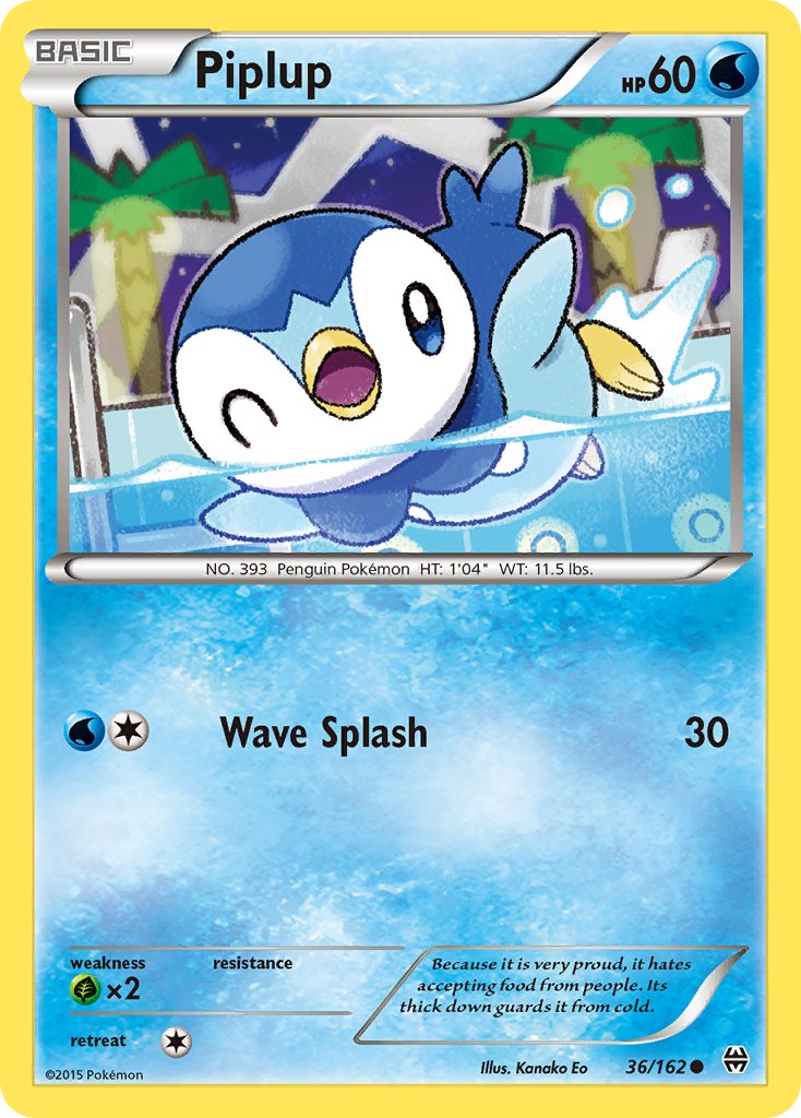 (036/162) Pokemon TCG BREAKthrough Single: Piplup   Common