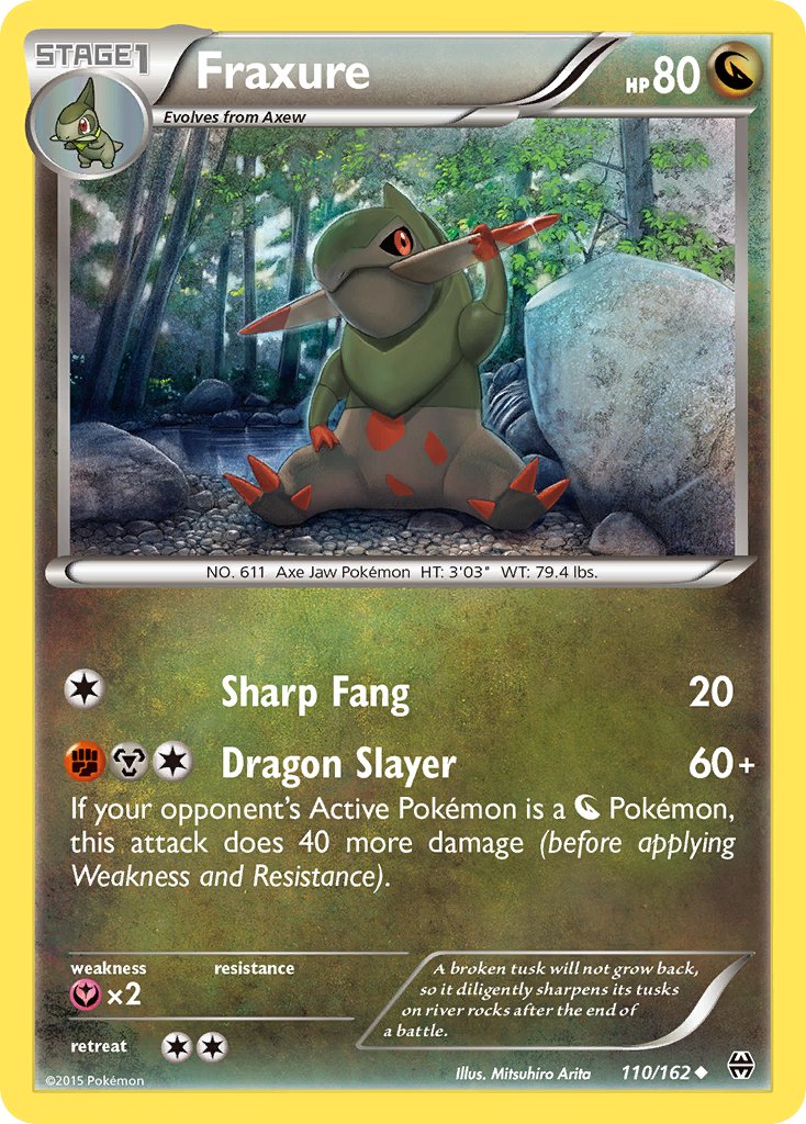 (110/162) Pokemon TCG BREAKthrough Single: Fraxure   Uncommon