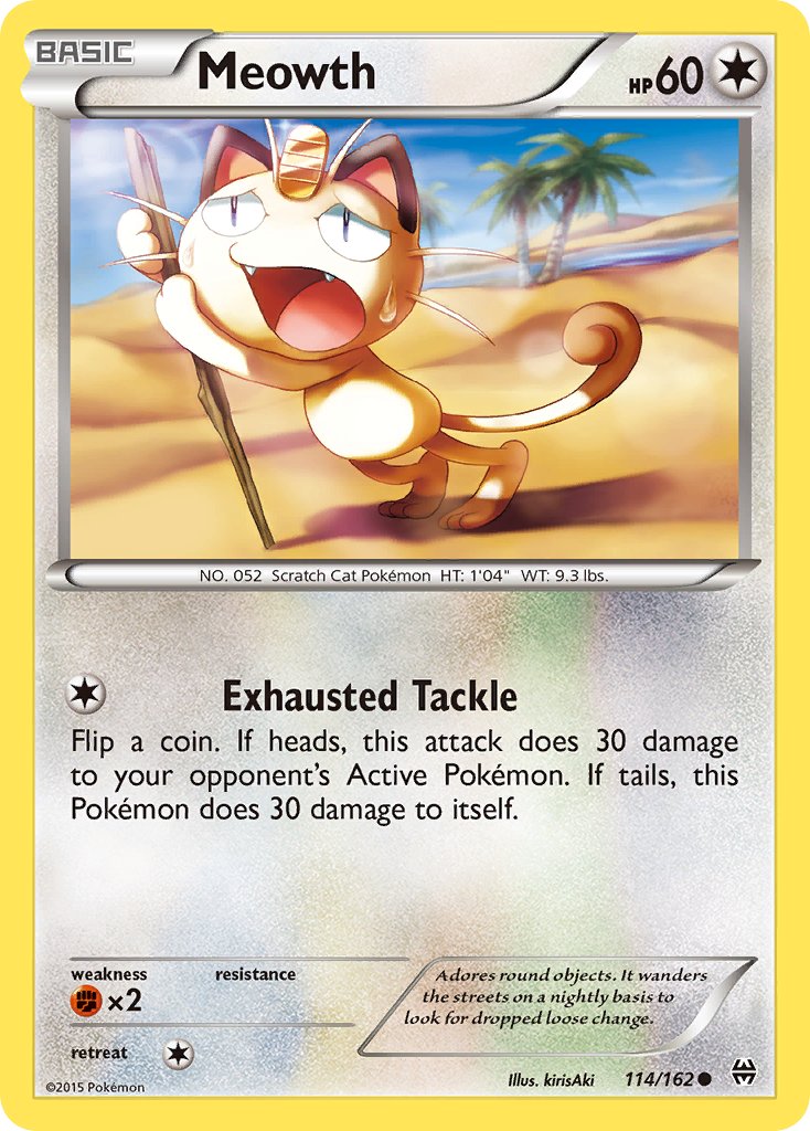 (114/162) Pokemon TCG BREAKthrough Single: Meowth   Common