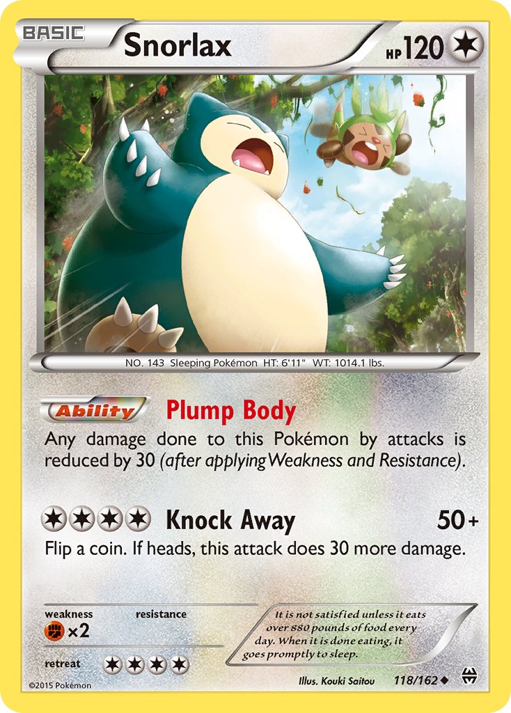 (118/162) Pokemon TCG BREAKthrough Single: Snorlax  Reverse Holo Uncommon