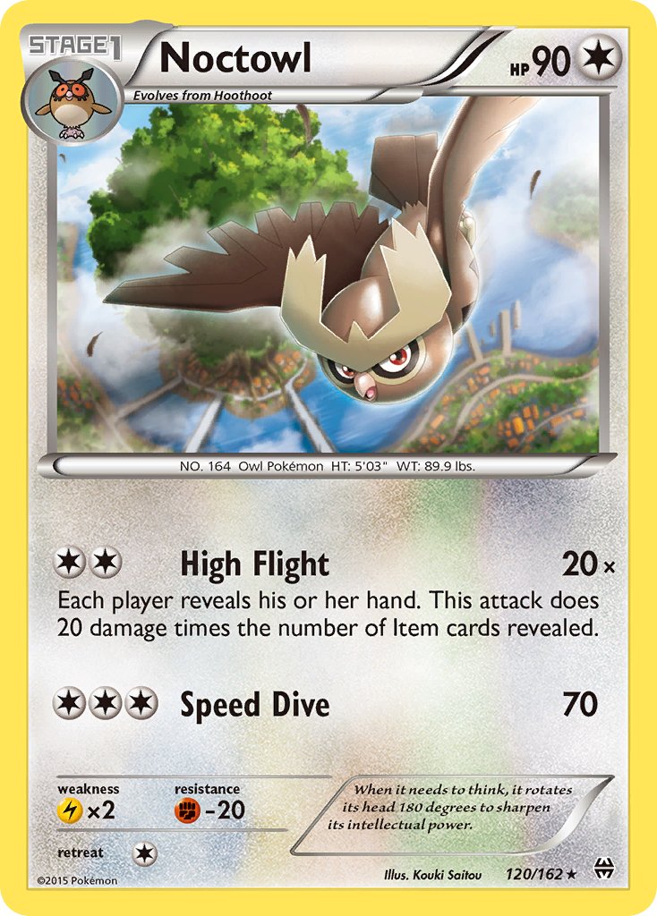 (120/162) Pokemon TCG BREAKthrough Single: Noctowl   Rare